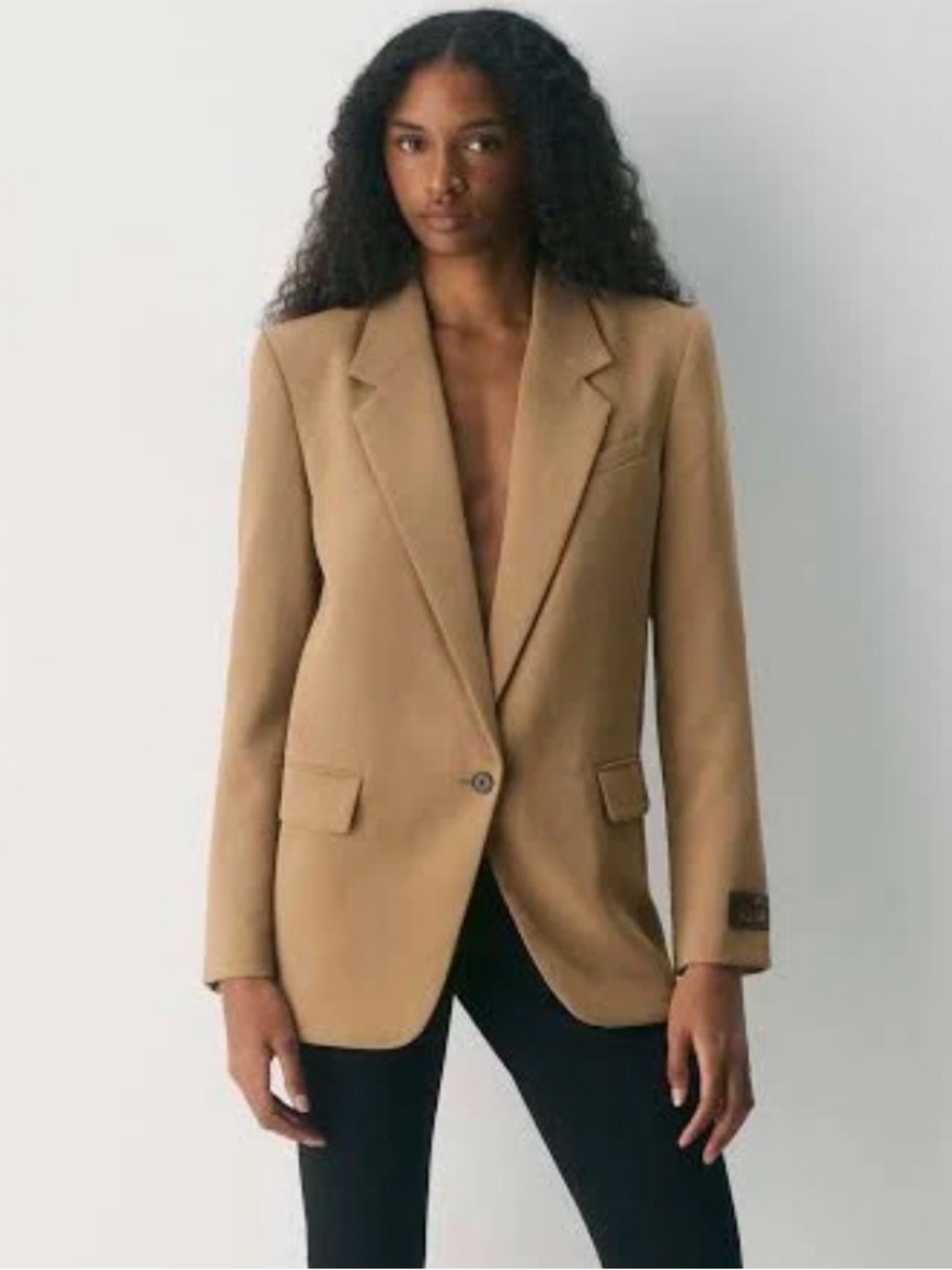 Wilfred Tan Single-Button Tailored Blazer